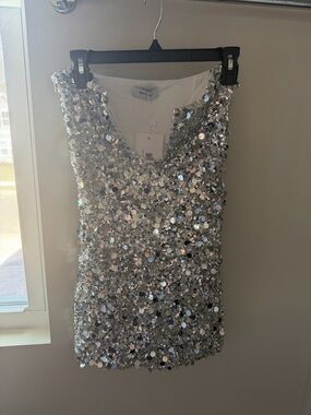 Out From Under Silver Sequin Mini Dress